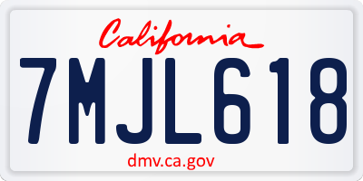 CA license plate 7MJL618