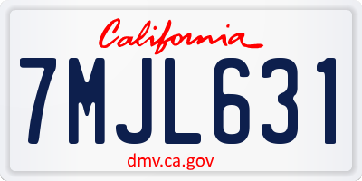 CA license plate 7MJL631