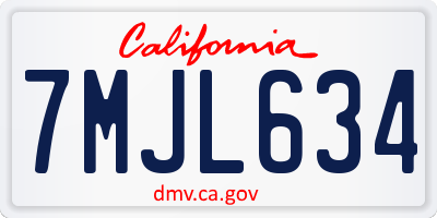 CA license plate 7MJL634