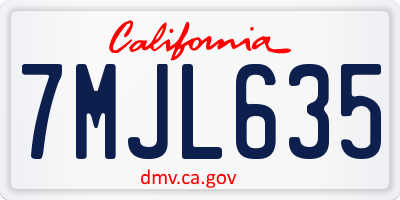 CA license plate 7MJL635