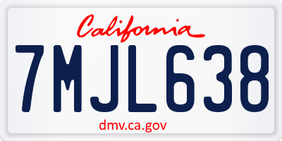 CA license plate 7MJL638