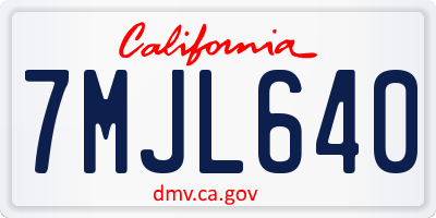 CA license plate 7MJL640