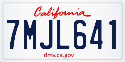 CA license plate 7MJL641