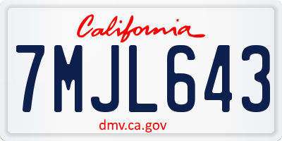 CA license plate 7MJL643