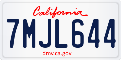 CA license plate 7MJL644