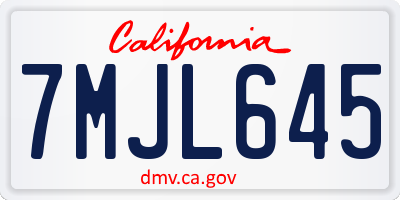 CA license plate 7MJL645