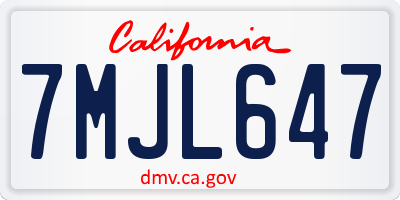 CA license plate 7MJL647