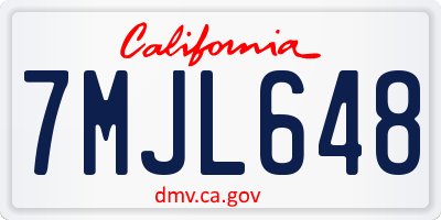 CA license plate 7MJL648