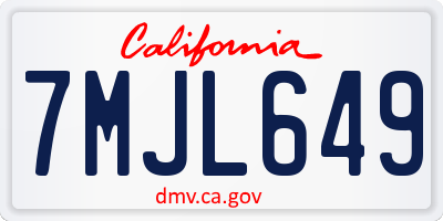 CA license plate 7MJL649