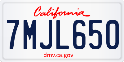 CA license plate 7MJL650