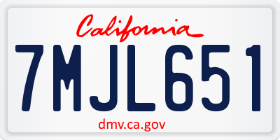 CA license plate 7MJL651