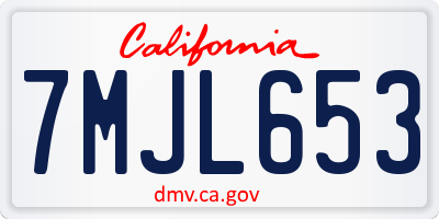 CA license plate 7MJL653