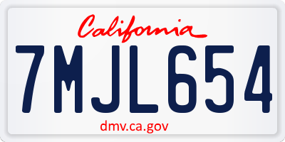 CA license plate 7MJL654