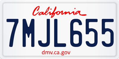 CA license plate 7MJL655