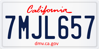 CA license plate 7MJL657