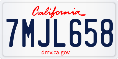 CA license plate 7MJL658