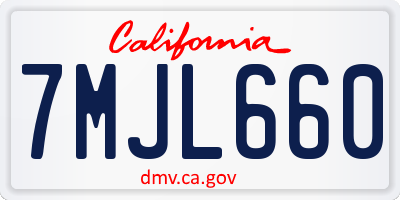 CA license plate 7MJL660