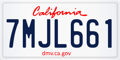 CA license plate 7MJL661