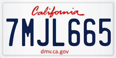 CA license plate 7MJL665