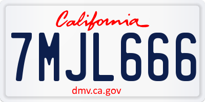 CA license plate 7MJL666