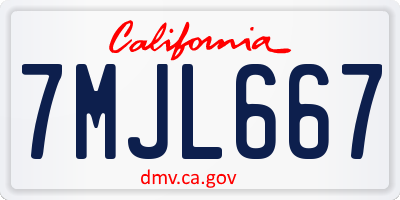 CA license plate 7MJL667