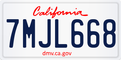 CA license plate 7MJL668