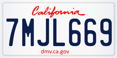 CA license plate 7MJL669