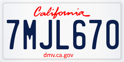 CA license plate 7MJL670