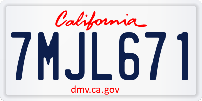 CA license plate 7MJL671