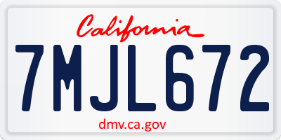 CA license plate 7MJL672