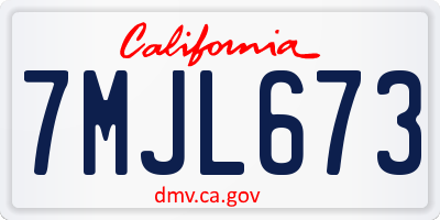 CA license plate 7MJL673