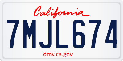 CA license plate 7MJL674