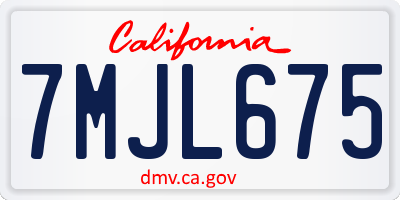 CA license plate 7MJL675