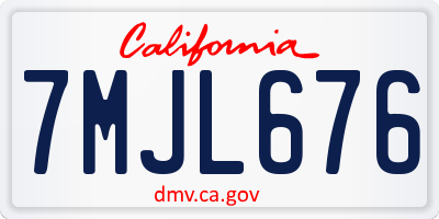 CA license plate 7MJL676