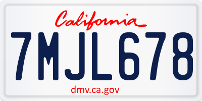 CA license plate 7MJL678