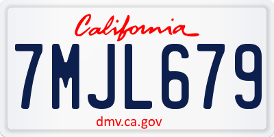 CA license plate 7MJL679