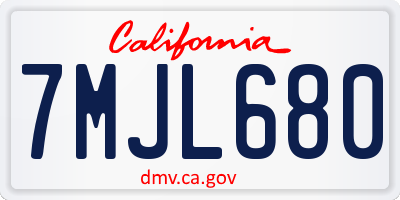 CA license plate 7MJL680