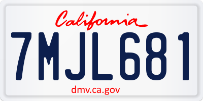 CA license plate 7MJL681