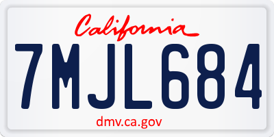 CA license plate 7MJL684