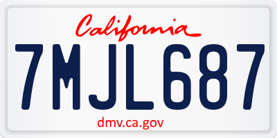 CA license plate 7MJL687