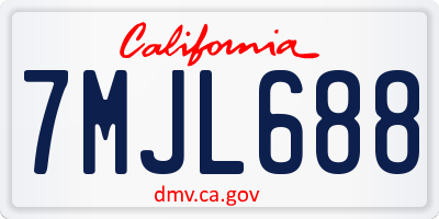 CA license plate 7MJL688