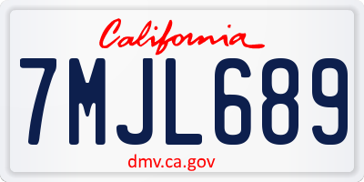 CA license plate 7MJL689