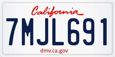 CA license plate 7MJL691