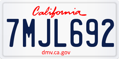 CA license plate 7MJL692