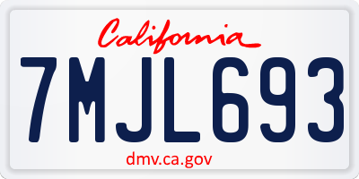 CA license plate 7MJL693