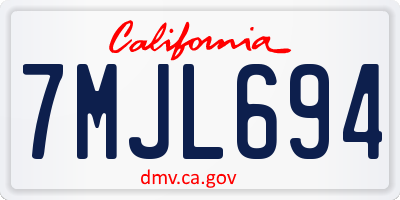 CA license plate 7MJL694