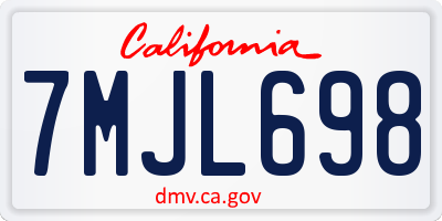 CA license plate 7MJL698