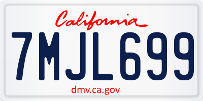 CA license plate 7MJL699