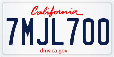 CA license plate 7MJL700