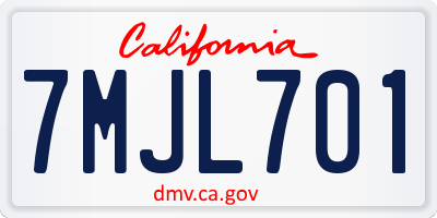 CA license plate 7MJL701